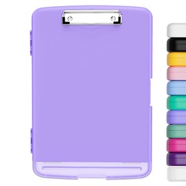 Hnogri Plastic Clipboard with Storage, High Performance Clips, Clipboard Storage Box, Light Weight, Smooth Writing for Work, Size 14 x 9.6 x 1.2 inches (Purple)