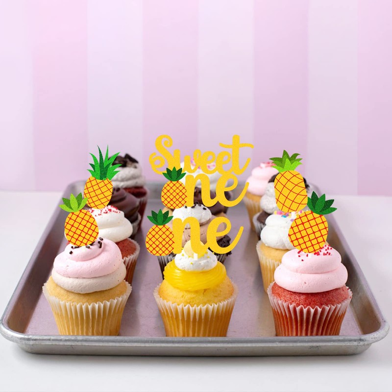 Pineapple Cupcake Toppers - Sweet One Cupcake Toppers,18Pcs Pineapple Baby
