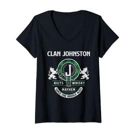 Womens Clan Johnston Scottish Surname Family Highland Games V-Neck T-Shirt