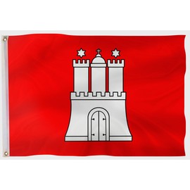 PHENO FLAGS Hamburg Flag - Federal State Flag with Brass Eyelets - 90 x 150 cm - Weatherproof Flags for Flagpole - 100% Polyester