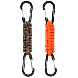 BRAVESHINE Carabiner Key Ring Carabiner Hook with Strap, Carabiner Key Ring Short with Carabiner for Children, Men, Women (1 Camouflage 1 Orange)