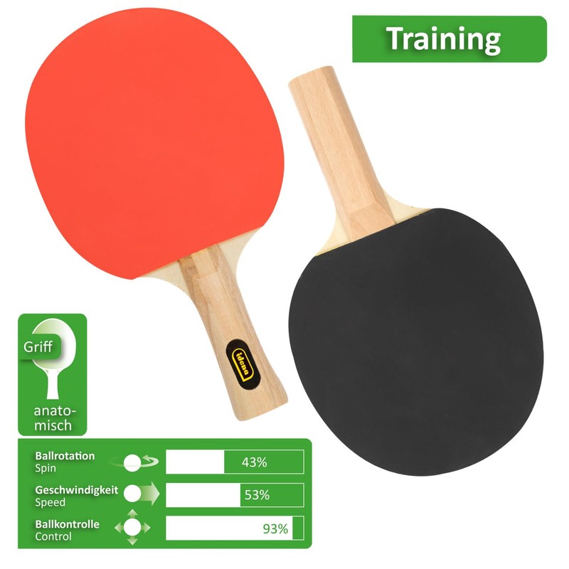 Idena 40202 Table Tennis Bat Training with Wooden Handle and