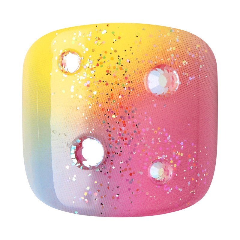 KISS imPRESS No Glue Pedi Press-On Toenails, Rainbow color with