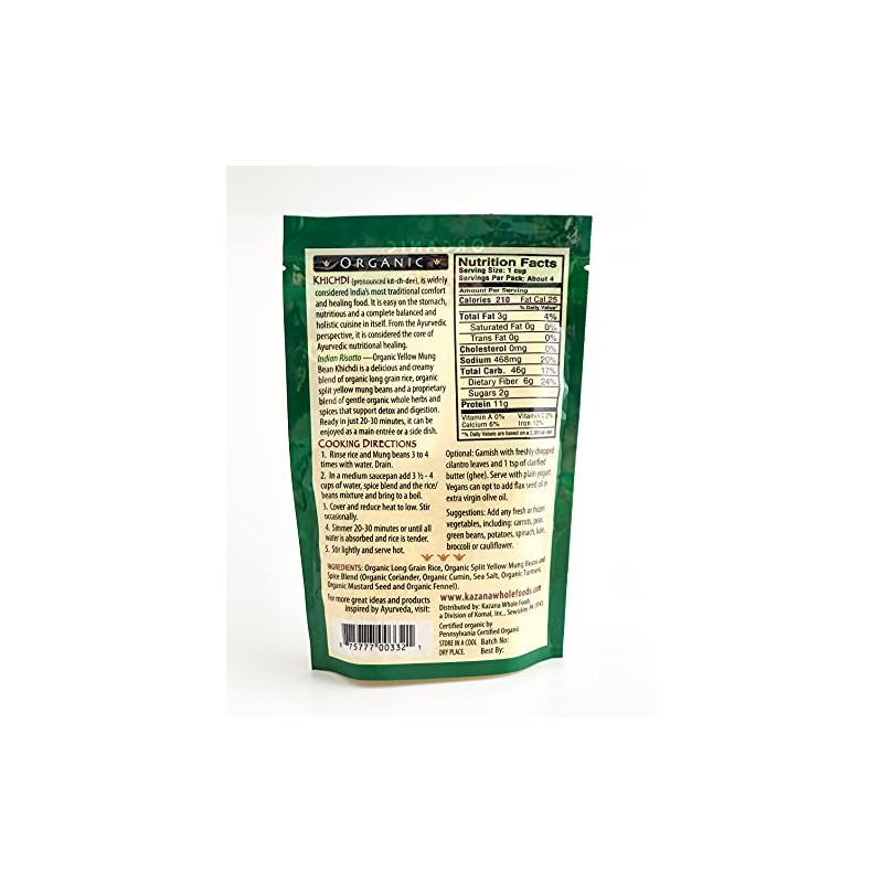 Kazana, Indian Risotto, Khichadi - USDA Certifiied Organic 7oz (198g)