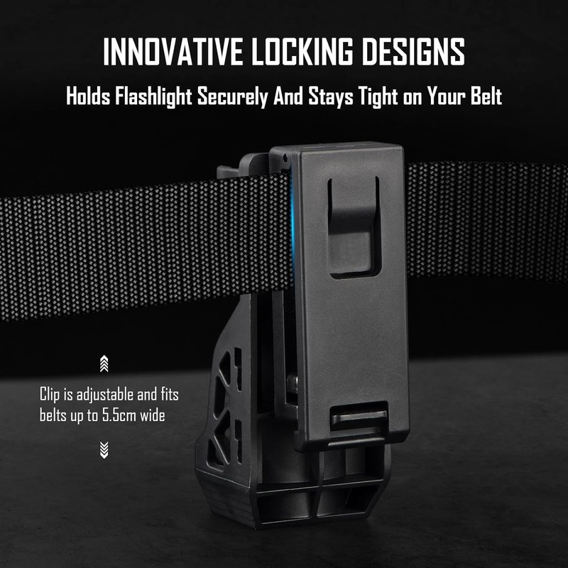ULTRAFIRE W66 Tactical Torch Holster Pouch, Rotating Torch Holder for