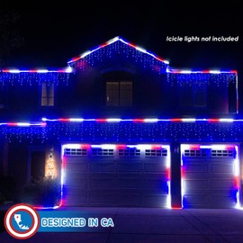 Russell Decor 30ft Red White Blue LED Rope Lights with Patriotic Lights with 4-Level Dimmable Controller Outdoor for Patriotic 4th of July Memorial Day Decor Patio Deck Flexible Lights