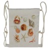 Ambesonne Ocean Drawstring Backpack, Seashells Marine Aquatic, Sackpack Bag