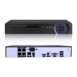 Xenocam 4CH PoE NVR 5MP H.265 Security Network Video Recorder Supports Up 4 X 5MP /4MP /3MP 1080P Any ONVIF IP Cameras, Motion Detection Email Alerts USB Backup VGA and HDMI Output, NO HDD