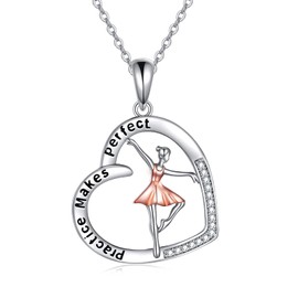 SHEAISRS Ballerina Necklace for Girls Ballet Gifts for Women 925 Sterling Silver Dancer Dance Pendant Jewelry for Sister Daughter Friends