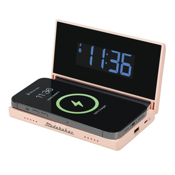 Studebaker Travel Accessory Techmate – Multi-Functional Portable Alarm Clock, Wireless