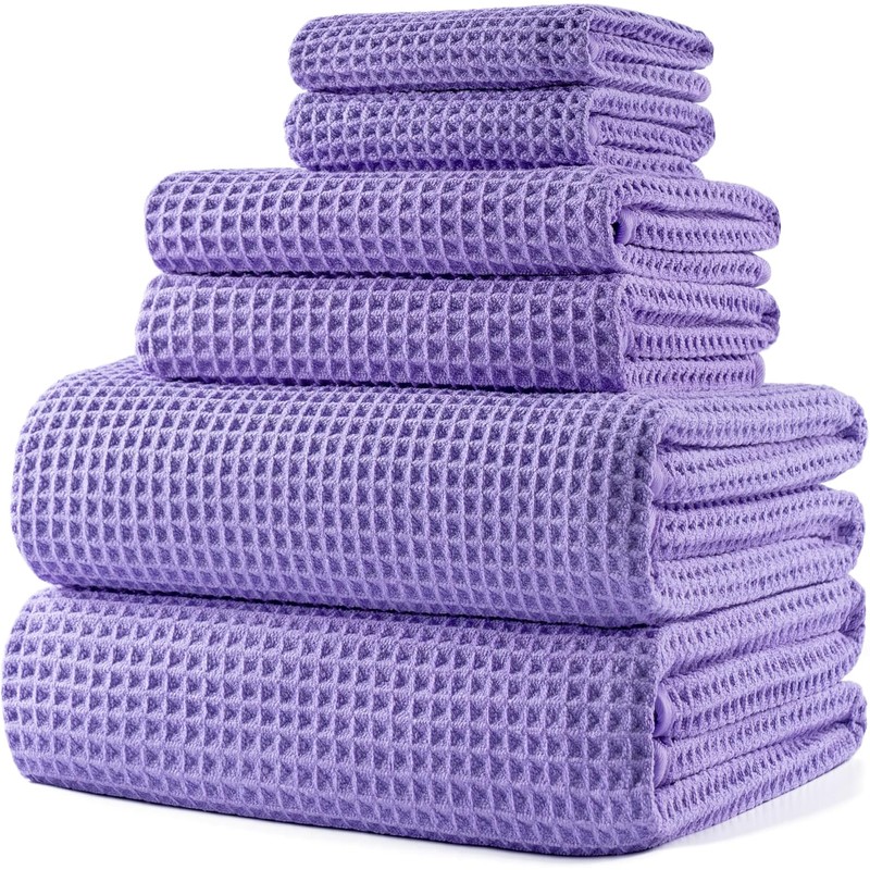 Polyte Set de 6 Toallas de Baño Microfibra Waffle Secado