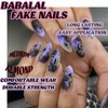 BABALAL Nails Press on Medium Almond Fake Nails Black Purple