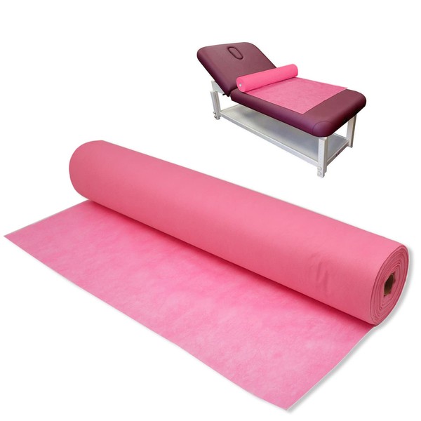 Disposable Non-Woven Bed Sheet 31" X 70", 50 Pcs of 1 Roll Spa Bed Cover, Massage Table Paper Roll for Massage, Spa, Tattoo and Exam Tables (Pink)