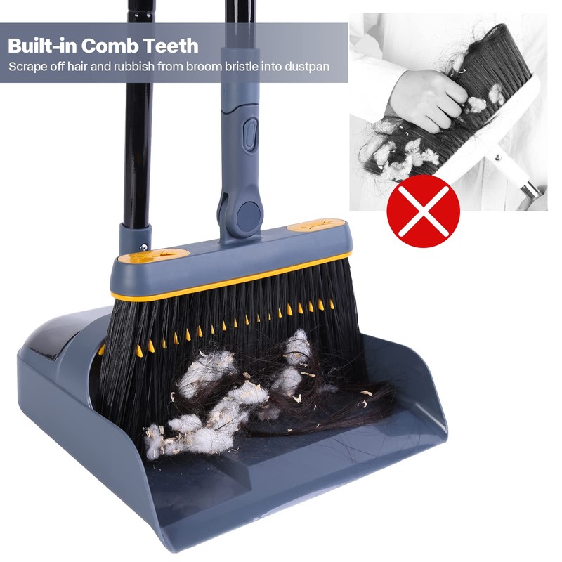 JEHONN Broom and Dustpan Set for Home, 54 Inches Long