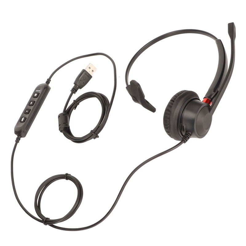 USB Business Headset ENC Noise Cancelling Single Sided Wired PC
