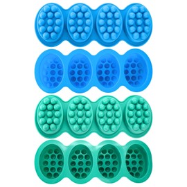 Hedume - Paquete de 4 moldes de silicona para jabón de barra de masaje, SJ moldes de silicona de 4 cavidades para masaje, antiadherentes y libres de BPA, moldes de jabón hechos a mano para hacer