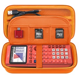 Elonbo Carrying Case for Texas Instruments TI-84 Plus CE/TI-84 Plus/TI-83 Plus CE/Casio fx-9750GII Color Graphing Calculator, Extra Mesh Pocket Fits Charging Cable, Orange