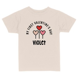 My First Valentine's Day Violet Toddler Kids T-Shirt 3T Natural