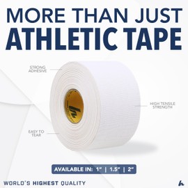Howies Athletic Tape - 1" x 15yd White Athletic Tape, Pro Grade Strength - Sports Tape for Athletes and Medical Trainers, Fingers, Ankles, Wrist, Boxing, Football, Gymnastics (24)