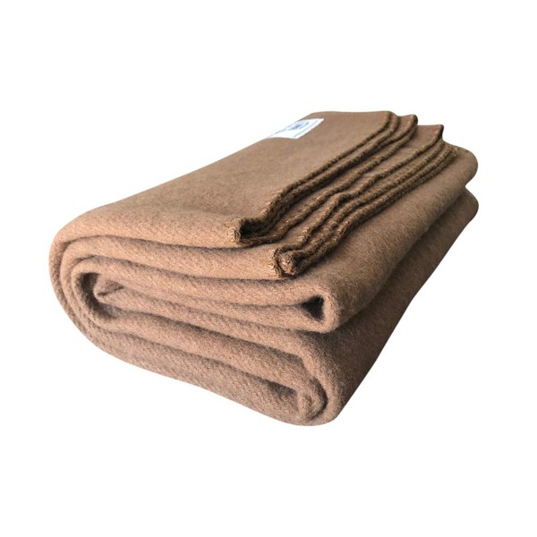 Woolly Mammoth Woolen Co. | Extra Large Merino Wool Camp Blanket | Perfect Outdoor Gear | Bedroll for Bushcraft, Camping, Trekking, Hiking, Survival, or Throw Blanket at The Cabin (Tan)