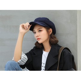 TMEOG Women's Beret Hat French Beret Winter Autumn Hat Ladies Girls Fashion Hats Beanie Cap Panel Baker Boy Flat Caps Newsboy Hats (Blue)