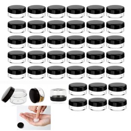40Pcs Mini Cosmetic Containers, Containers with Lids Clear Round Storage Mini Sample Jars,for Storage Liquid Cosmetics, Lotions, Body Butters and Solid Products(Black-5Ml)