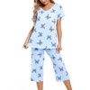 ENJOYNIGHT 2 Packs Womens Cotton Pajama Sets Short Sleeve Top