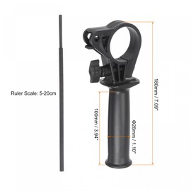 sourcing map Plastic Adjustable Side Front Auxiliary Hammer Handle for 13A Impact Drill, 41-44mm Clamping Range with Scale Depth Ruler