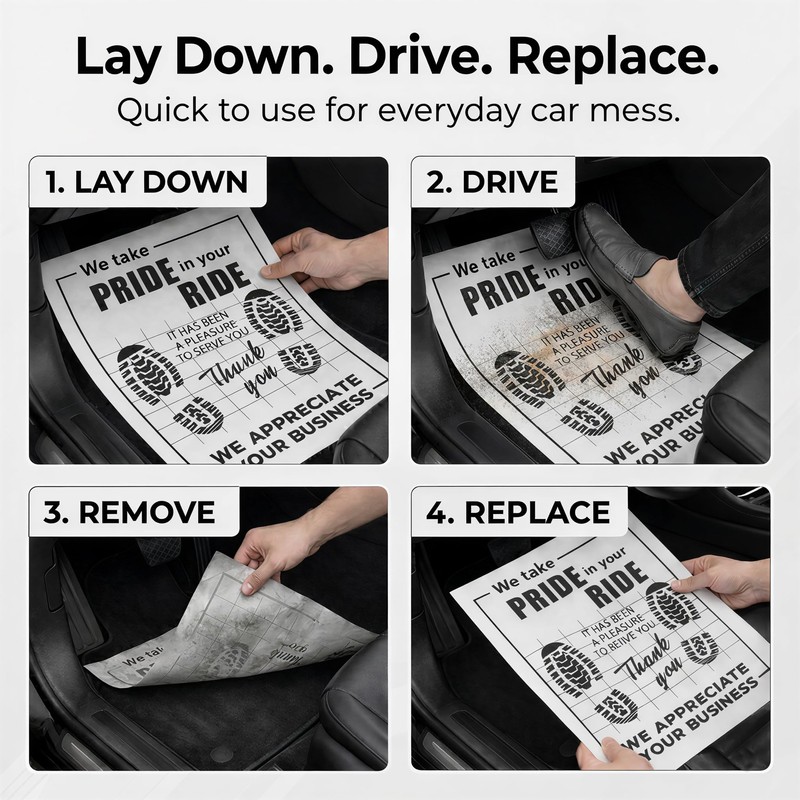 Disposable Paper Car Floor Mats, 100 Count, 20 x 16