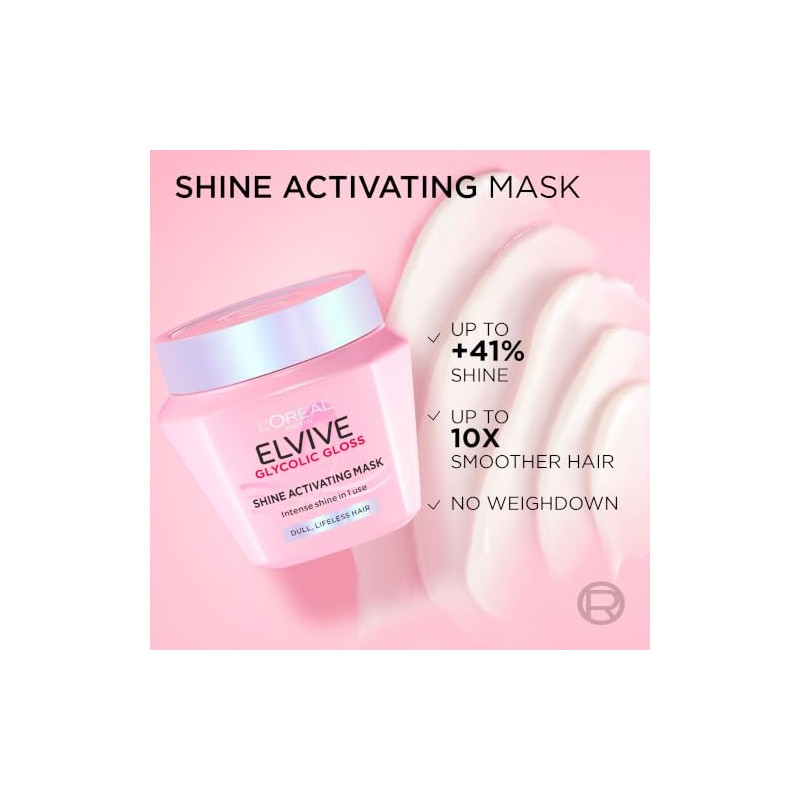 L'Oréal Paris Elvive Glycolic Gloss Shine Activating Hair Mask, With