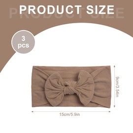 Pack of 3 Headbands, Baby Girls Baby Hairband, Turban Headband, Baby Soft Hair Band, Baby Nylon Headbands, Baby Girl, Newborn Stretchy Baby Bows Headband for Newborns and Toddlers