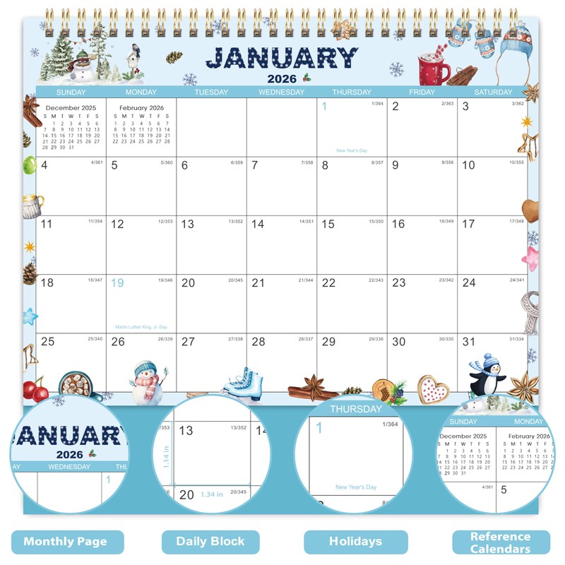 2026 Desk Calendar - Standing Flip Desktop Calendar 2026 from