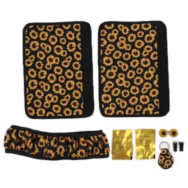 Car Sunflower Steering Wheel Cover Seat Belt Shoulder Pad Key Ring Air Freshener Set Interior Decoration