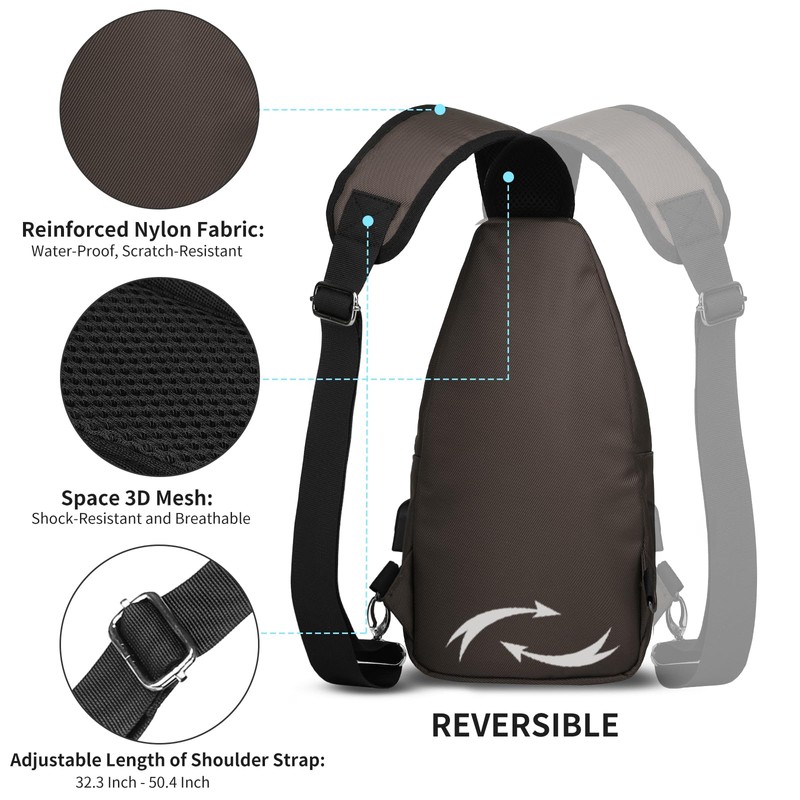 AMJ Sling Bag for Hiking and Outdoor, Crossbody Shoulder Backpack,