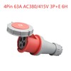 1Set Waterproof Industrial Connector Plug Socket, 4Pin 63A 380V-415V 3P+E