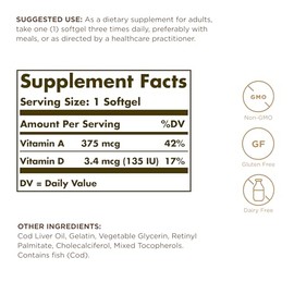 Solgar | Cod Liver Oil, 250 Capsules | Aceite de Hígado de Bacalao, 250 Cápsulas