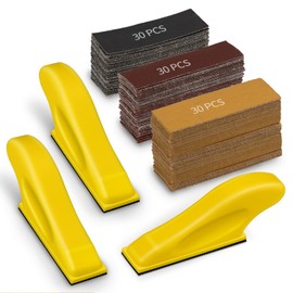 Gnellkoor Mini Micro Gator Detail Sander 3 Pack with 90 Sheets 60 80 120 180 240 320 400 600 800 Grit Sandpaper Finger Sander for DIY Crafts Wood Finishing Tight Narrow Polishing