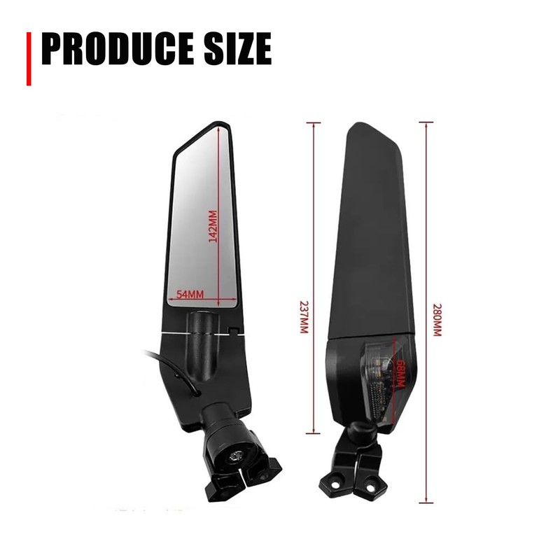 TT719 Wing Style Aerodynamic Rear View Mirror Compatible with CFMOTO