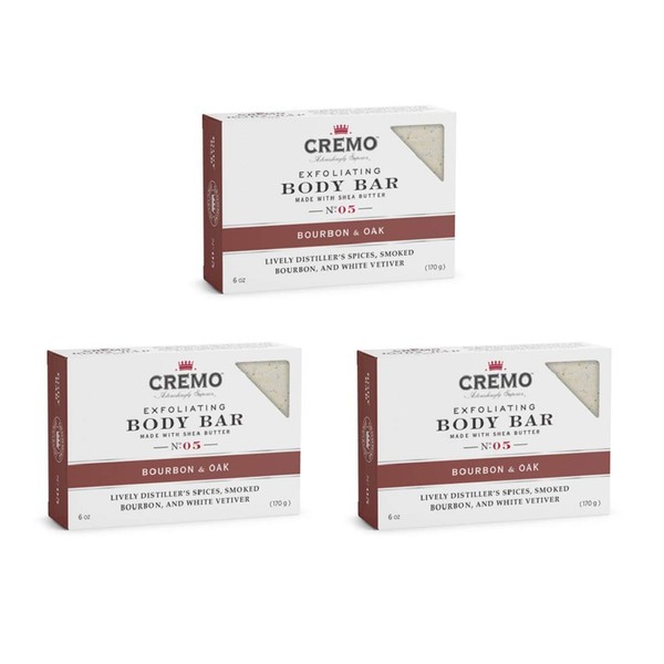 Cremo Exfoliating Body Bars Bourbon & Oak - A Combination