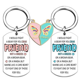 2Pcs Friendship Gifts for Women Special Sister Birthday Gifts for Best Friends Bestie Sister Loving Heart Keychains Christmas Birthday Thanksgiving Appreciate Graduation Gift Jewels