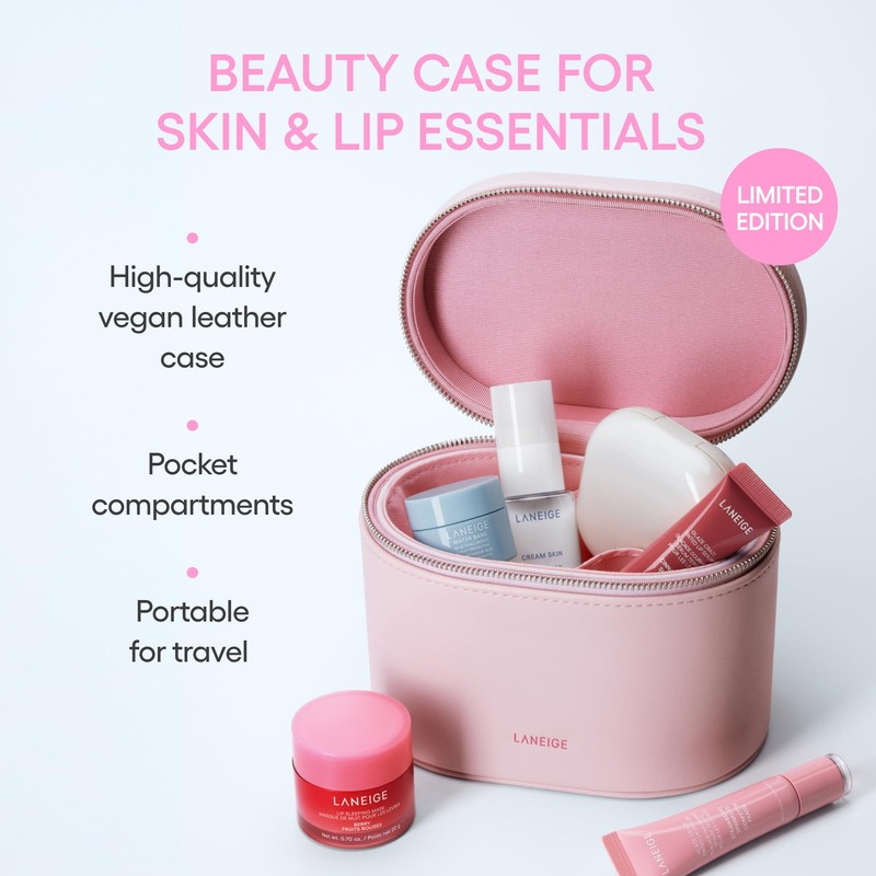 LANEIGE Vanity Case: Pink Cosmetic Bag for Travel-Friendly Makeup Storage