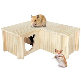 Hamiledyi Natural Wooden Hamster Maze - Multi-Chamber Detachable Small Animal Habitat with Exploring Tunnels, Enrichment Activity Toys for Dwarf Hamsters, Gerbils, Mice, Rats, Lemmings(Style A