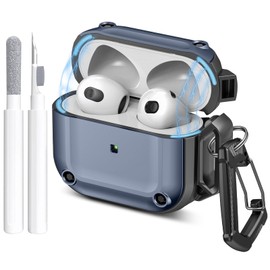 Maxjoy for AirPods 3rd Generation Case with Cleaner Kit,Powerful Magnetic,Drop-Proof and Wear-Resistant, Compatible with AirPods 3 Case Cover(2021) for Men and Women,Blue