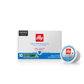 illy Coffee, Rich and Balanced, Classico Decaffeinated Coffee K-Cups, Made with 100% Arabica Coffee, All-Natural, No Preservatives, Coffee Pods for Keurig Machines, K-Cups, 10 K-Cup Pods (Pack of 1)
