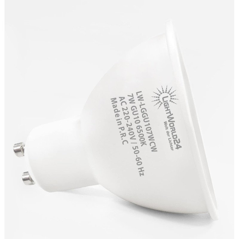 LIGHTWORLD24 Welt der Lichter GU10 LED Cool White 7 Watt
