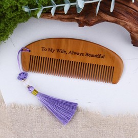 Wife Birthday Christmas Gifts from Husband Romantic Carved To My Wife Wood Comb with Tassel for Wifey Anniversary Wedding Gifts