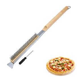 Professional Pizza Oven Brush - 53.5 cm Cleaning Brush with Stainless Steel Scraper & Stainless Steel Bristles for Outdoor Pizza Ovens, Grills, Pizza Stones & Wood Ovens - Food Safe, Heat Resistant