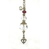 Trace Ellements Brass Fleur de Lis and Burgundy Faceted Glass