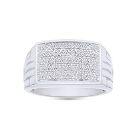 SAVEARTH DIAMONDS 1/4 Carat Round Cut Lab Created Moissanite Diamond Pave Set Cluster Wedding Band Ring In 14K White Gold Over Sterling Silver Jewelry For Men (VVS1 Clarity, 0.25 Cttw)-9