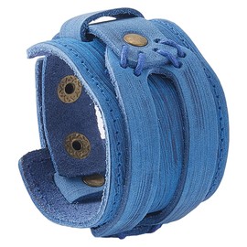 GORGECRAFT Blue Punk Genuine Leather Wristbands Men's Cowhide Leather Cuff Bracelet Nordic Wrist Band Gothic Biker Adjustable Viking Wide Wrist Cord Bracelets Jewelry Bangle Costume for Women Men
